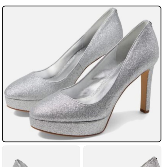 Michael Kors Shoes - NEW Michael Kors Silver Glitter Women's Platform Heels Wedding Formal Events